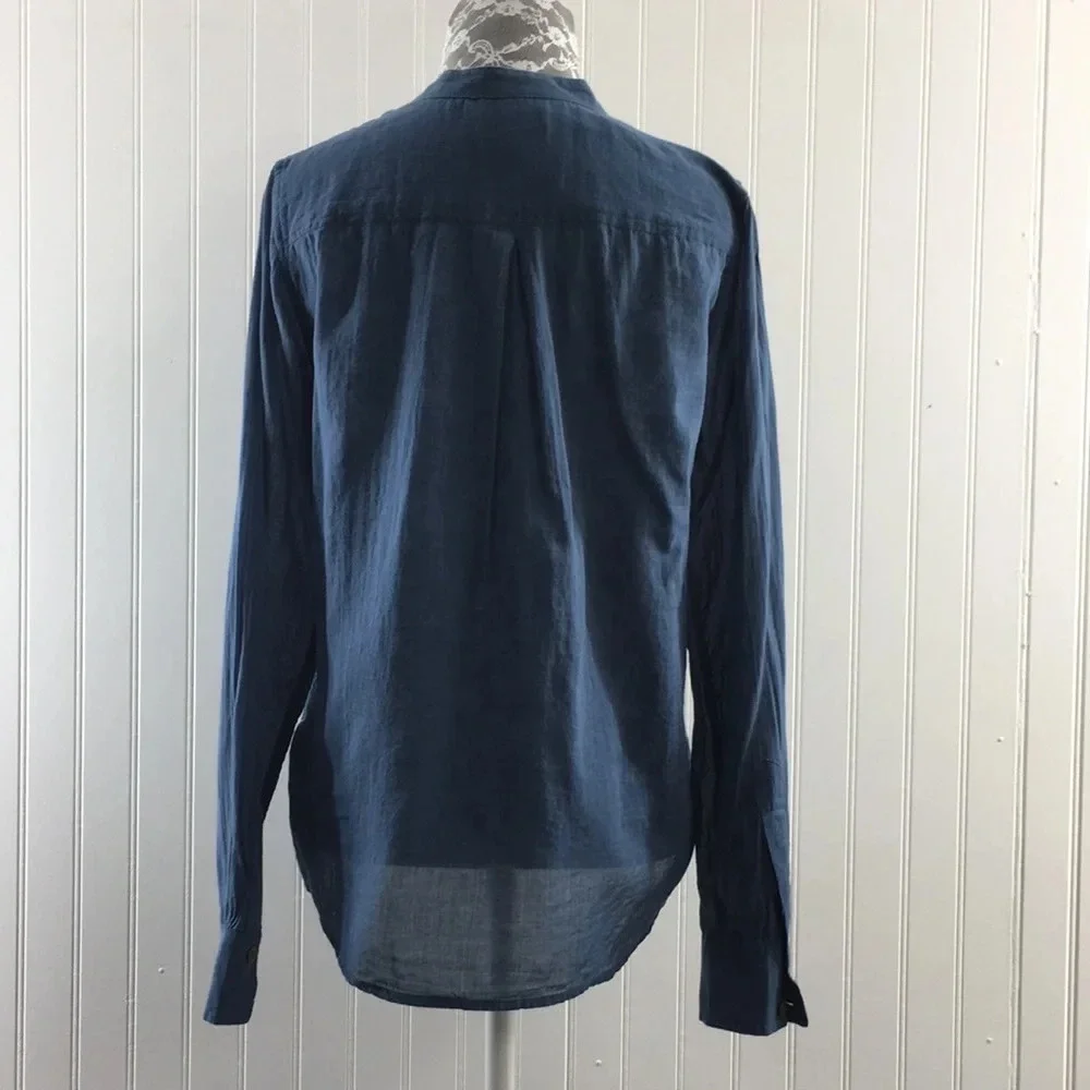Lauren Jeans Co Blue Ruffle Button Front Shirt - Picture 3 of 9